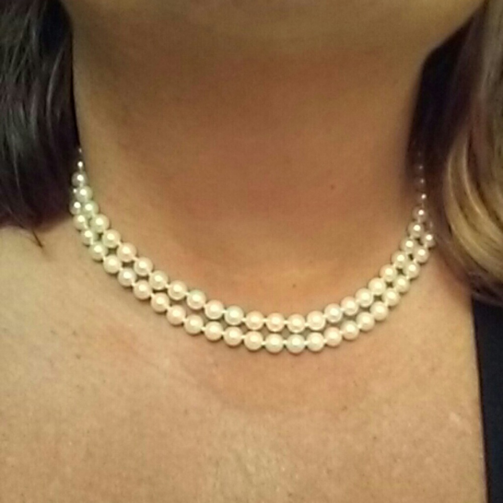 Pearl necklace 14k white gold clasp